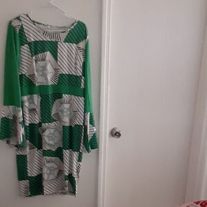 MICHI Green and White Midi Dress